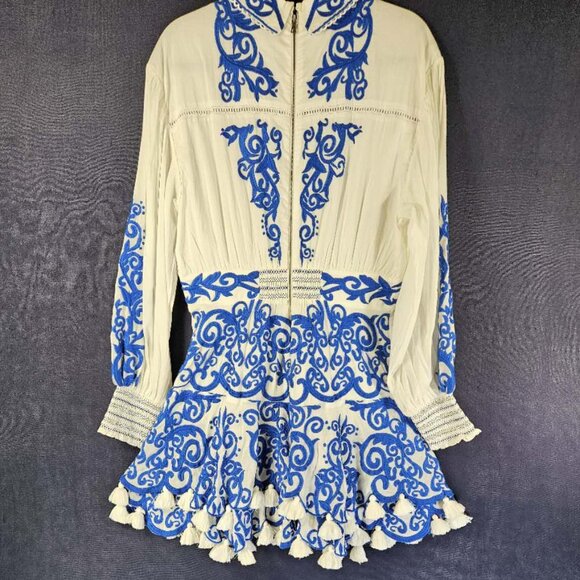 NEW Alice + Olivia Loryn Cotton Embroidered Mini Dress Size 12 #1534 - Picture 6 of 11